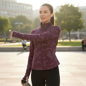 Marika Women's Zip-Up Activewear Jacket in Maroon Camo (S)